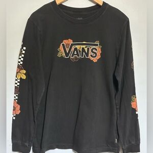 VANS WOMAN BLACK WITH FLORAL L/S SHIRT SIZE LARGE